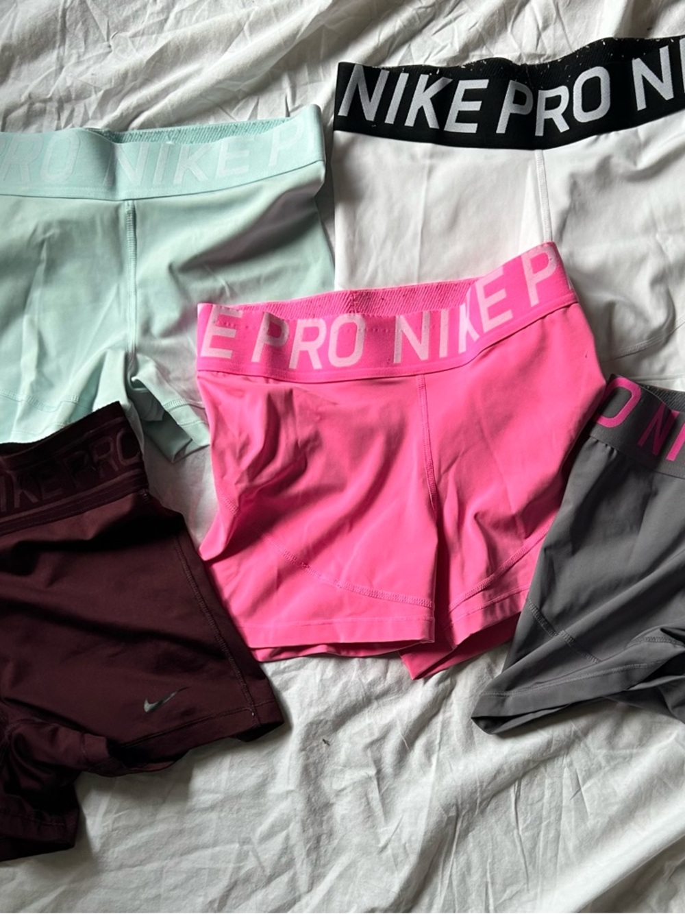 Nike Pro Women's Performance Shorts Set - Pink, Mint, White, Gray, Maroon